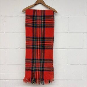 Red Tartan Plaid Fringe Throw Blanket